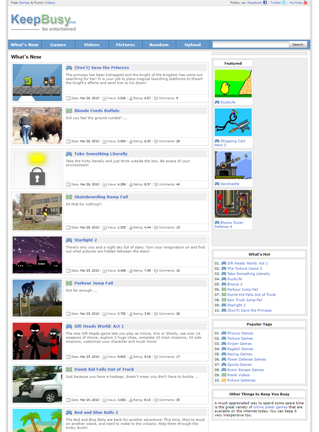 KeepBusy Front Page